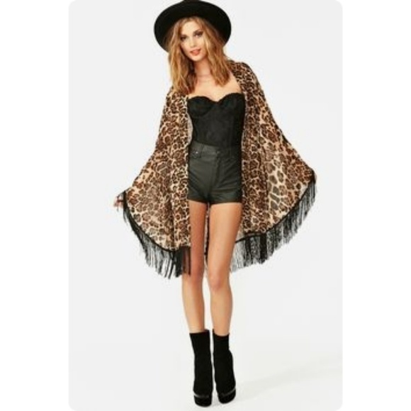 💕VERONICA M💕 Fringe Leopard Print Kimono Medium NWOT - Picture 11 of 13